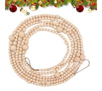 Guirlande de Noël en perles de bois - Couronne de 3,7 mètres - Décoration de maison de style ferme, décoration de perles en bois pour Noël - Pour une utilisation annuelle à la maison