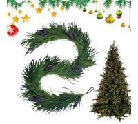 Guirlande De Noël en Pin Artificiel, 179.8 Centimètres Décorations De Fête, Guirlande Artificielle De Feuillage avec Baies, pour Manteau De Cheminée Escalier Entrée Fenêtre Mur Table Fête À La