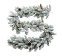 Guirlande de Noël en rotin synthétique PE Vert neige 1 8 m Flexible Intérieur Extérieur Décoration de vacances pour porte, cheminée, escalier