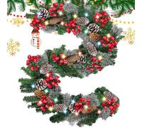 Guirlande de Noël Extérieur | Guirlande de Porte Réaliste pour Fêtes,Décoration pour Portes Fenêtres Intérieur Extérieur Maison Fête Entreprise