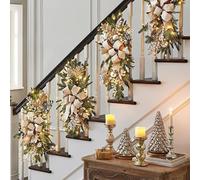 Guirlande De Noël Guirlandes D'escalier en Forme De Larme De Noël Couronne De Noël Lumineuse Guirlandes De Noël Swag pour Porte D'entrée Décoration De Noël Cadeau De Noël (Or)