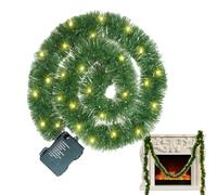 Guirlande de Noël lumineuse - Décoration assemblée de 40 m, feuillage de pin artificiel, mini lumières à incandescence transparentes, affichage à feuilles persistantes, pour intérieur et extérieur