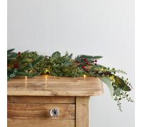 Guirlande de Noël Pomme de Pin et Baies Rouges Pré-illuminée de 2 m