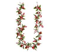 Guirlande de Noël pour extérieur | 1,74 m Feuilles artificielles | Guirlande avec feuilles vertes et baies | pour intérieur, nappe, porche, patio, jardin, patio, fête, hiver