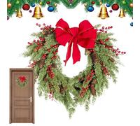 Guirlande de Noël pour porte, 50 cm, décoration de Noël avec pines et baies, guirlande pour entrée rouge, pour salon, cuisine, mariage, fête d'hiver