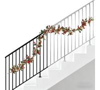 Guirlande de Noël pour Sapin 1,74 m Ornements à Feuilles Vertes | Guirlande Décorative de Table Pour Fenêtre Porche Boîte aux Lettres Fête Bureaux Étagère Portail B