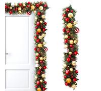 Guirlande de Noël pré-éclairée - PE synthétique | Décoration de couronne | Guirlande d'arbre | Verdure de Noël artificielle pour cheminée, escalier, cheminée, mur, porte, décoration de vacances en