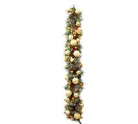 Guirlande de Noël pré-éclairée - PE synthétique | Décoration de couronne | Guirlande d'arbre | Verdure de Noël artificielle pour cheminée, escalier, cheminée, mur, porte, décoration de vacances en