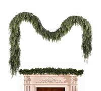 Guirlande de Noël réaliste - Décorations artificielles en cèdre, guirlande de pin et de cèdre avec touche royale et verte artificielle | pour décorer porche étagère escaliers maison coloniale fête et