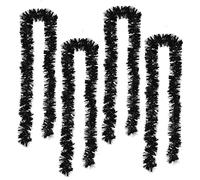Guirlande de Noël Sapin, 4PCS Tinsel Métallique, 2m, Décoration Noël pour Mariage, Anniversaire, Fêtes, Murs, Fenêtres - Noir