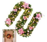 Guirlande De Noël Sapin Artificiel avec Lumières LED, 2.7M Guirlande Noel Sapin en PVC, Couronne pour Porte, CheminéE, Escalier, Decoration Noel Exterieur, Dé Corations De NoëL À La Maison
