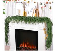 Guirlande de Noël Sapin Artificiel Vert 270 cm,Non éclairé Artificielle De Pin Vert Guirlande Douce De Vacances Decoration de Christmas pour Mur Cheminée Escalier Jardin Sapin de Noel