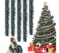 Guirlande de Noël Verte - 5 Pièces Tinsel Métallique, 2 m de Long pour Décoration de Fête, Mariage et Anniversaire