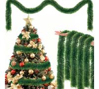 Guirlande de Noël Verte, ZoneYan Guirlande Noel 15m, Guirlandes de Sapin Artificiel, Guirlandes Tinsel Noël, pour Decoration Noel Sapin Intérieures et Extérieures