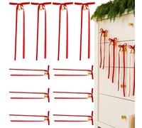 Guirlande De Nœuds En Velours Avec Clochettes De Noël - Décoration Artisanale de Noël avec Clochette | Nœuds Rouges en Velours pour Porte d'Entrée - Pour Cheminée Arbre Escalier Intérieur Extérieur Ma