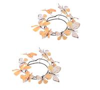 Guirlande de papillons en tissu de soie à faible entretien - Tige décorative - Couleur naturelle - Fausse fleur pour espace moderne - Tissu en soie - Rotin papillon