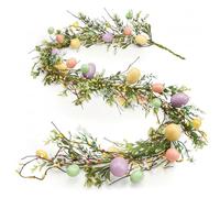 Guirlande de Pâques de 1, 5 à 1, 9 m pour Porte d'entrée avec œufs colorés et Baies, Guirlande Printemps pour Arche Manteau Rustique, décoration d'arbre Table Maison - Couronnes pour Port