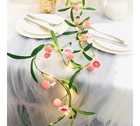 Guirlande de Pêcher de Fruits Artificiels,Branches de Fleurs de Pêcher à Feuilles Suspendues Plantes Chaîne de Vigne Lumière Féerique pour Mariage Noël Maison Décoratif (La Pêcher Chaîne Lumière)