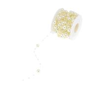 Guirlande De Perles 10 M/Rouleau de Perles artificielles, chaîne, Guirlande Fleurs, Garniture perlée for Bricolage, décoration fête Mariage, 8mm et 3mm pour La Décoration(Beige)