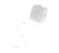 Guirlande De Perles 10 M/Rouleau de Perles artificielles, chaîne, Guirlande Fleurs, Garniture perlée for Bricolage, décoration fête Mariage, 8mm et 3mm pour La Décoration(White)