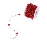 Guirlande De Perles 10 M/Rouleau de Perles artificielles, chaîne, Guirlande Fleurs, Garniture perlée for Bricolage, décoration fête Mariage, 8mm et 3mm pour La Décoration(Red)