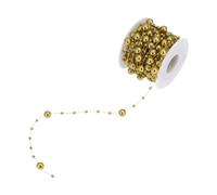 Guirlande De Perles 10 M/Rouleau de Perles artificielles, chaîne, Guirlande Fleurs, Garniture perlée for Bricolage, décoration fête Mariage, 8mm et 3mm pour La Décoration(MatteGold)