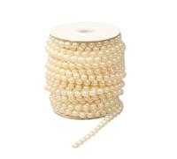 Guirlande de perles artificielles - 12 mm x 10 m - Beige - Pour mariage, bricolage, pêche, Noël, bricolage, couronne, vêtements