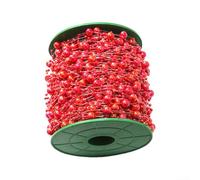 Guirlande de perles artificielles pour décoration de fête - 60 m de long - Rouge illusions