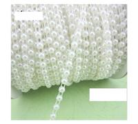 Guirlande De Perles Chaîne de Perles d'imitation ABS Demi-Ronde, Couleur Blanc/Rose, 4mm, 5 m/lot, Dos Plat, for décoration DIY pour La Décoration(White)