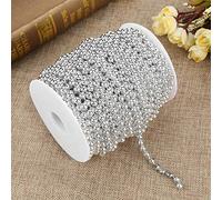 Guirlande de Perles de 25m/rouleau 6mm, Guirlande de Perles de Noël, Chaîne de Perles de Perles Artificielles de Galvanoplastie, Pour La Décoration D'artisanat De Bricolage De Noce(Argent)