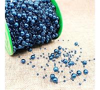 Guirlande de perles de 30 m Ruban de perles Ruban décoratif avec perles Pour bricolage,fête,décoration de table de mariage,mariage,boucles d'oreilles,collier de bouquet de mariée Noël,bleu marine
