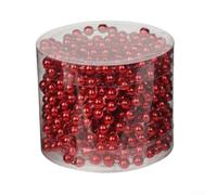 Guirlande de perles de 4 m pour sapin de Noël et décorations saisonnières avec brins flexibles (rouge)