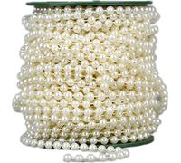 Guirlande de Perles de Noël de 25 m de Long - Chaîne de Perles synthétiques pour Sapin de Noël, Vacances, Mariage, Loisirs créatifs (6 mm/25 m/Ivoire)