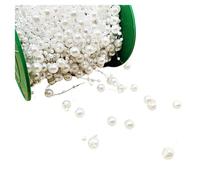 Guirlande de Perles Décoration ligne de pêche perles artificielles, guirlande chaîne fleurs, décoration fête mariage Décorations(Pearl White,60 METER)