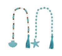 Guirlande de perles en bois de style bohème avec pompons et franges douces pour décoration de chambre, perles côtières