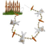 Guirlande de Perles en Bois | Décor Rustique Lapin de 67 Cm | Guirlande Murale Décorative | Bannière Décorative en Feutre de Carotte pour Printemps Mur Manteau Cheminée Maison Ferme Intérieur