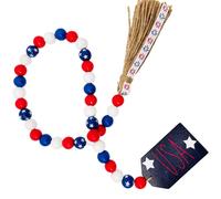 Guirlande de perles en bois pour la fête de l'indépendance américaine avec étiquette USA pour mur de