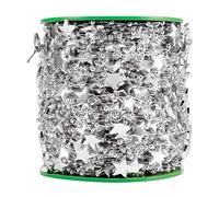 Guirlande de Perles en Fausse Nacre en Forme d’étoile à Faire soi-même, Guirlande décorative pour Mariage et Noël, Fil de Perles en étoiles à Cinq Branches dorées et argentées, 60 (Étoile argentée à