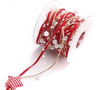 Guirlande de Perles Noël ruban de perles chaîne d'étoile rouge et ficelle de jute 3 cordes en 1 rouleau pour la décoration d'arbre de Noël Emballage cadeau de mariage bricolage Emballage Artisanat