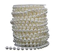 Guirlande de Perles Perles d'imitation carrées de Couleur Ivoire, 2m-10m, 3mm-10mm, chaîne en Coton for Bricolage, décoration fête Mariage pour Un Mariage(8mm)