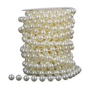Guirlande de Perles Perles d'imitation carrées de Couleur Ivoire, 2m-10m, 3mm-10mm, chaîne en Coton for Bricolage, décoration fête Mariage pour Un Mariage(10mm)