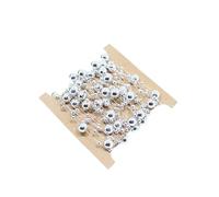 Guirlande De Perles Rouleau de chaîne Perles d'imitation, 5 m/Rouleau, métalliques dorées, Garniture en Fil for Bricolage, Guirlande, décor fête Mariage pour La Décoration(Silver)