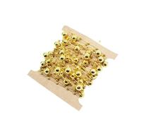 Guirlande De Perles Rouleau de chaîne Perles d'imitation, 5 m/Rouleau, métalliques dorées, Garniture en Fil for Bricolage, Guirlande, décor fête Mariage pour La Décoration(Golden)