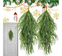 Guirlande de Pin | Décor de Noël en Forme de Larme | 2 Guirlandes en Pin Résistante aux UV 66 cm pour Porte Fenêtre Table Balcon Mur Intérieur Cheminée