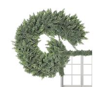 Guirlande de pin en rotin artificiel de cèdre - 33 x 27 cm - Couronne réaliste et décoration d'arbre - Idéale pour cheminée, porte d'entrée, porche, vacances intérieures ou extérieures, mariage