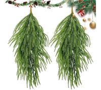 Guirlande de Pin Fausse, Couronne en Forme de Larme pour Noël, 2 Guirlandes en Pin Résistante aux UV 66 cm pour Porte Fenêtre Table Balcon Mur Intérieur Cheminée