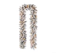 Guirlande de pin floqué alimentée par piles avec 50 lumières LED blanc chaud pour décoration de maison de vacances, convient pour porte d'entrée et décoration murale (1,8 m)