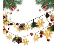 Guirlande de pommes de pin, lumières de flocon de neige de Noël - Guirlande lumineuse LED de 6,56 pieds, guirlande lumineuse à 20 LED, guirlande lumineuse de Noël pour l'extérieur, fonctionne avec