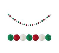 Guirlande de Pompons Décorations de Chambre Faites Main avec des Boules Laine 2 m, Ornement Mural for Halloween, décoration Noël, Guirlande Pompons Suspendue(Color 4)