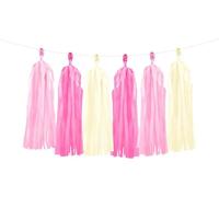 Guirlande de pompons, mélange, rose et crème, 12 pcs. 30 cm